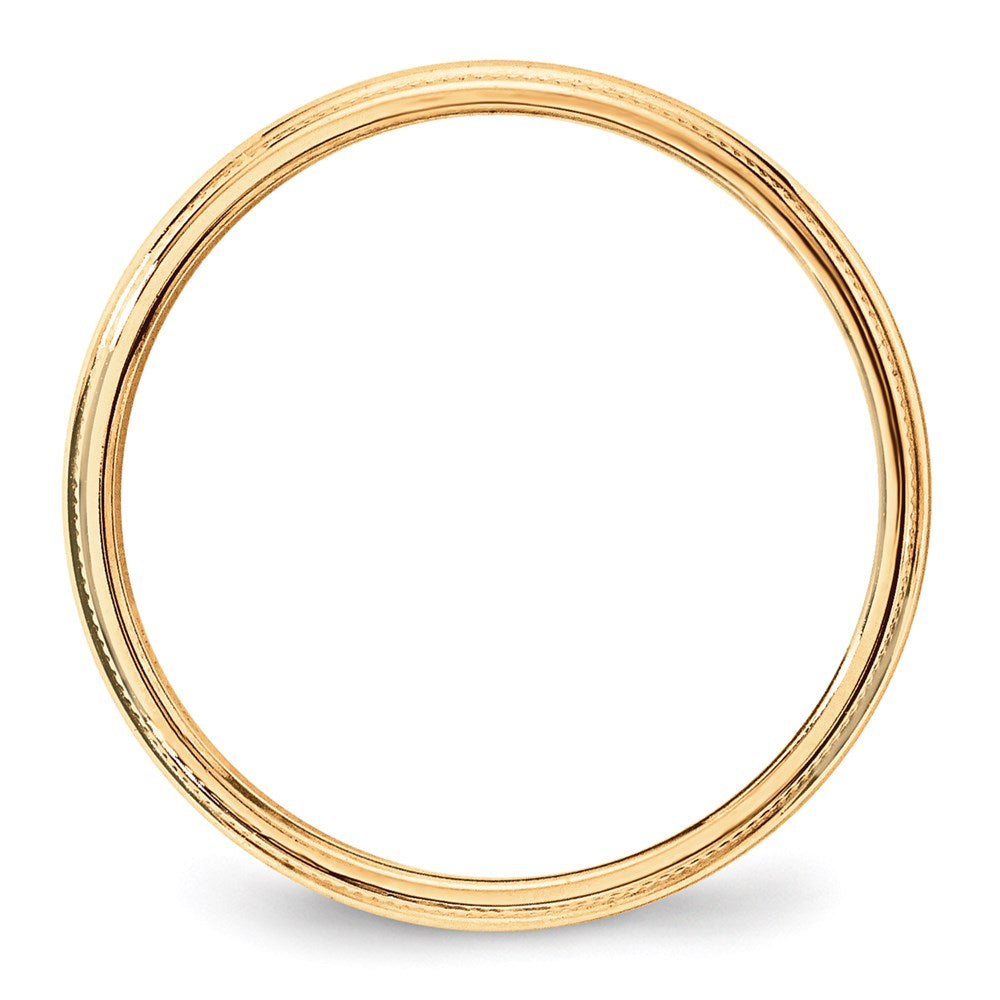 Lightweight Milgrain Half Round Band — 3 mm