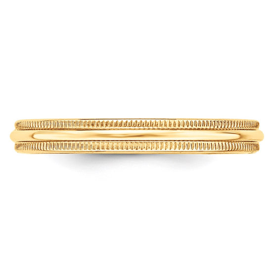 Lightweight Milgrain Half Round Band — 3 mm