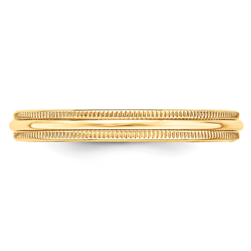 Lightweight Milgrain Half Round Band — 3 mm