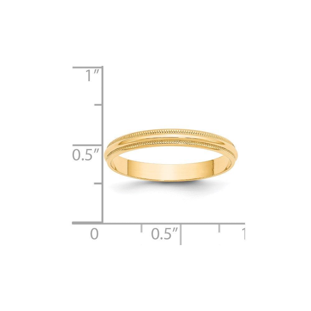Lightweight Milgrain Half Round Band — 3 mm