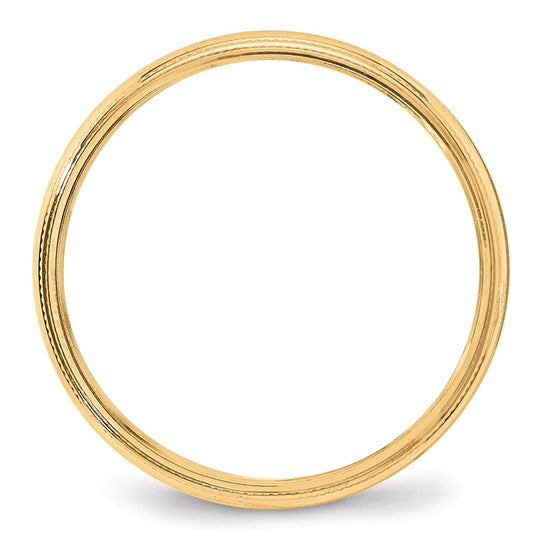 Lightweight Milgrain Half Round Band — 4 mm