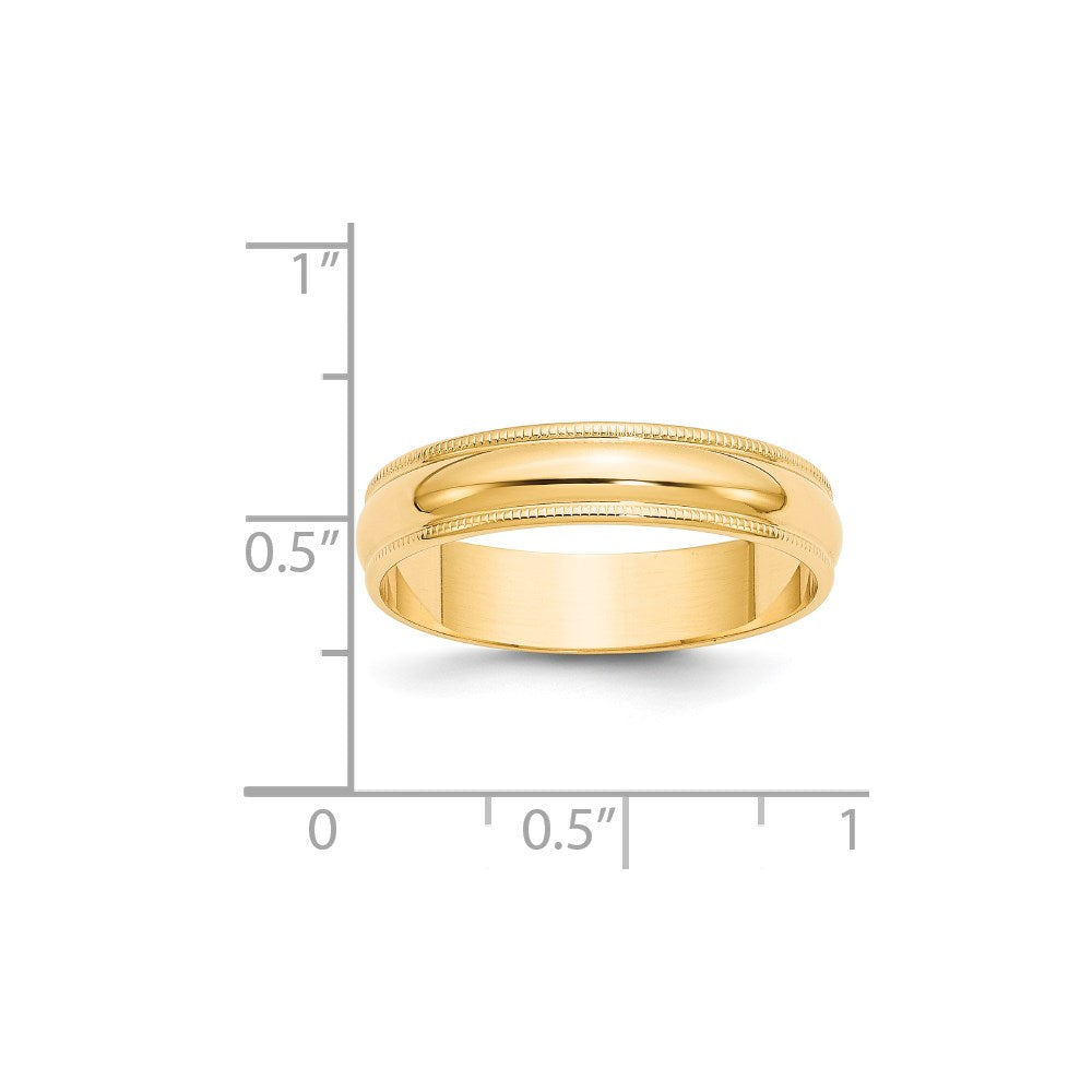Lightweight Milgrain Half Round Band — 5 mm