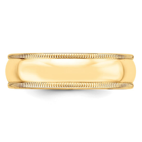Lightweight Milgrain Half Round Band — 6 mm