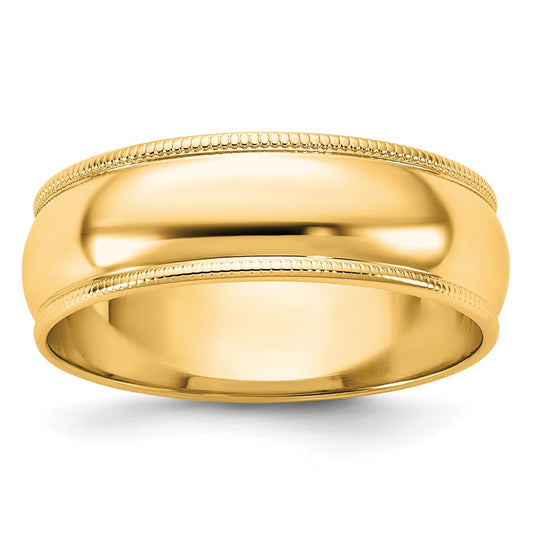 Lightweight Milgrain Half Round Band — 6 mm
