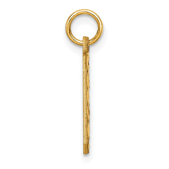 14k Medium Diamond-cut Number 0 Charm