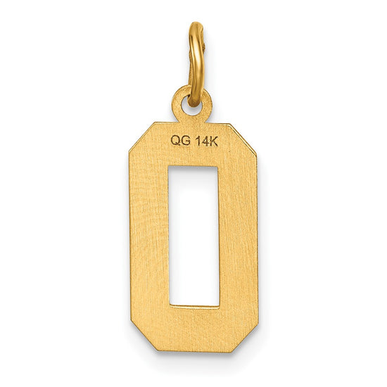 14k Medium Diamond-cut Number 0 Charm