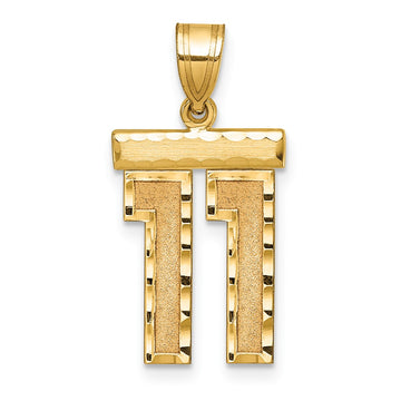 14k Medium Diamond-cut Number 11 Charm