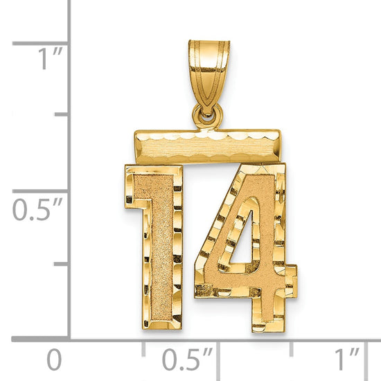 14k Medium Diamond-cut Number 14 Charm