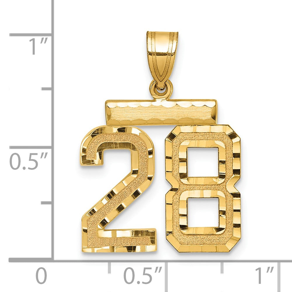 14k Medium Diamond-cut Number 28 Charm