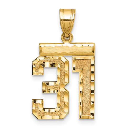 14k Medium Diamond-cut Number 31 Charm