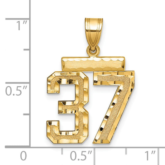 14k Medium Diamond-cut Number 37 Charm