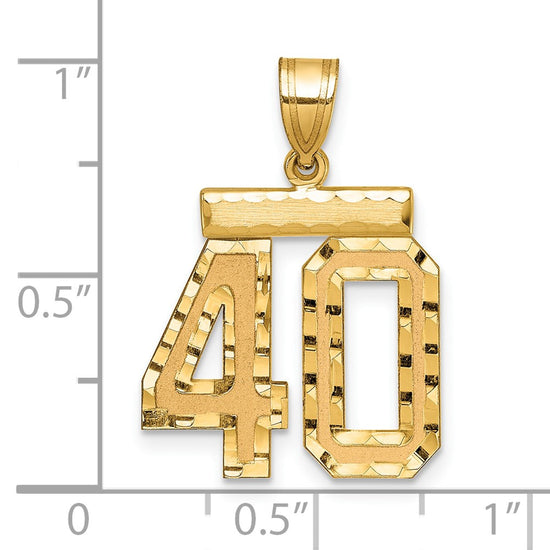 14k Medium Diamond-cut Number 40 Charm