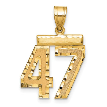 14k Medium Diamond-cut Number 47 Charm
