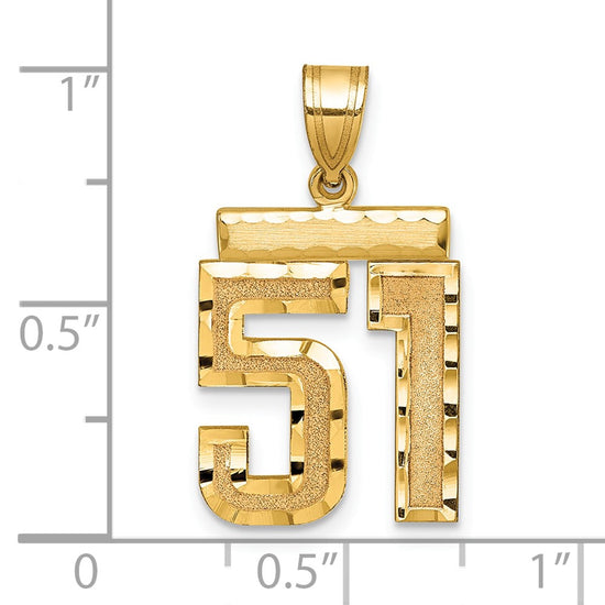 14k Medium Diamond-cut Number 51 Charm