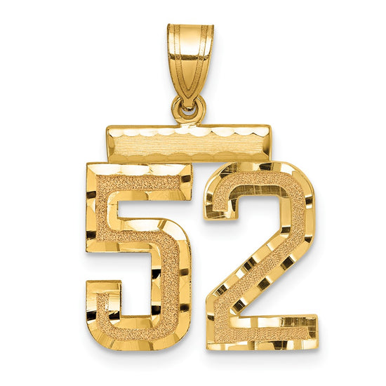14k Medium Diamond-cut Number 52 Charm