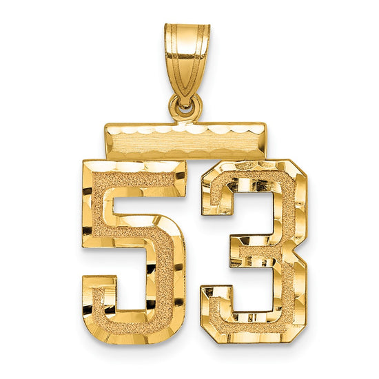 14k Medium Diamond-cut Number 53 Charm