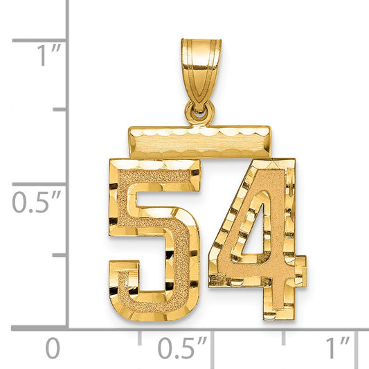 14k Medium Diamond-cut Number 54 Charm