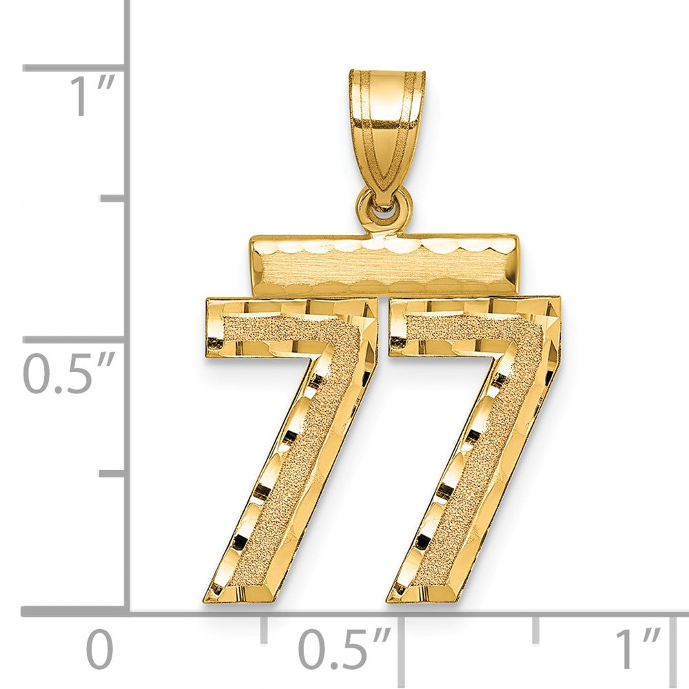 14k Medium Diamond-cut Number 77 Charm
