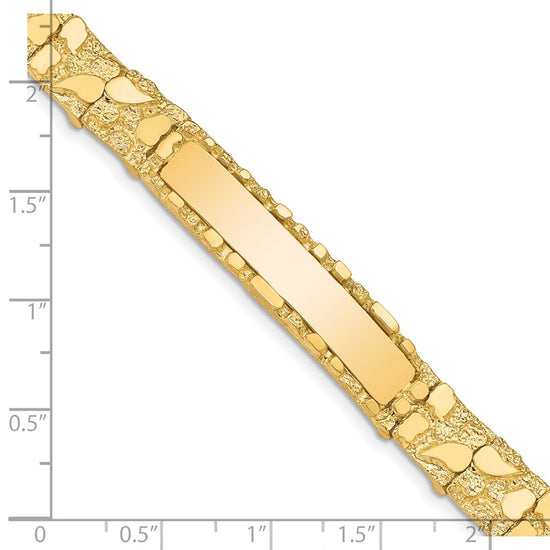 14k Polished Solid 10.0mm Nugget 38x10mm Plate 7 inch ID Bracelet