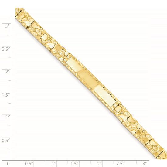 14k Polished Solid 7mm Nugget 37x7mm Plate 8 inch ID Bracelet