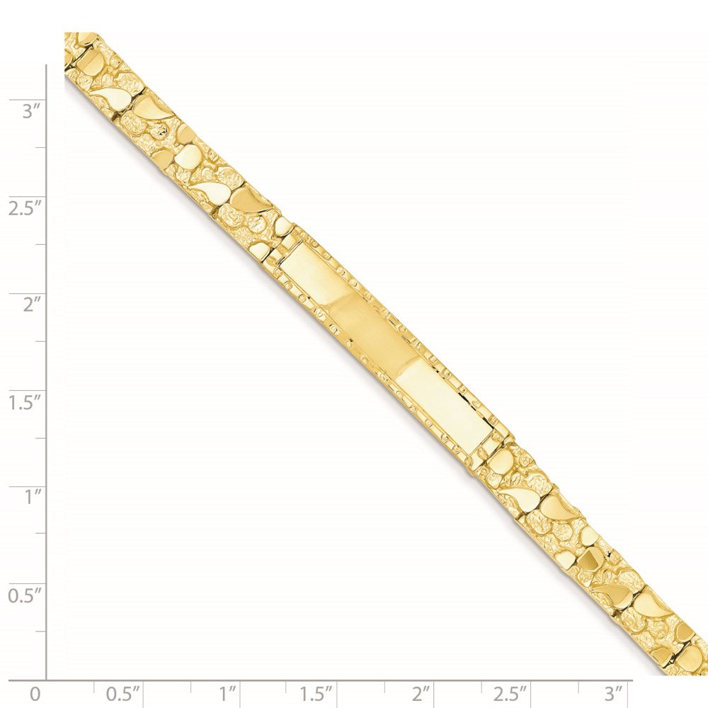 14k Polished Solid 7mm Nugget 37x7mm Plate 8 inch ID Bracelet