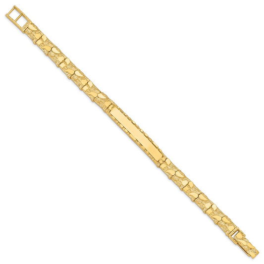 14k Polished Solid 7mm Nugget 37x7mm Plate 8 inch ID Bracelet