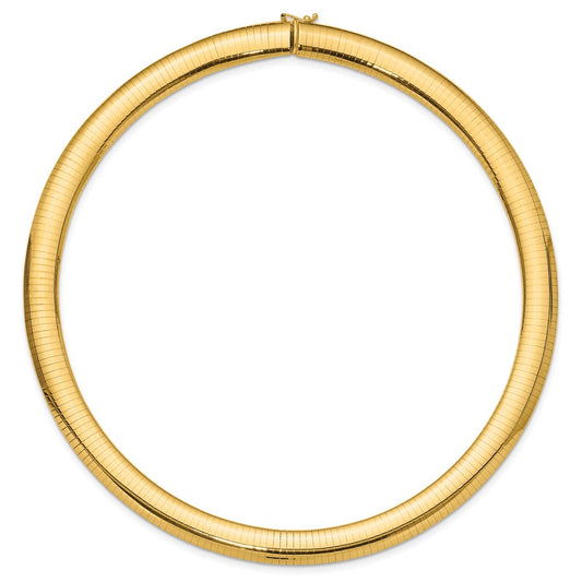 14k Polished 10mm Standard Weight 16 inch Domed Omega Necklace