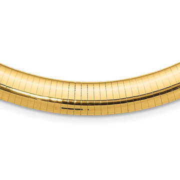 14k Polished 10mm Standard Weight 16 inch Domed Omega Necklace