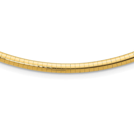 14k Polished 4mm Standard Weight 18 inch Domed Omega Necklace