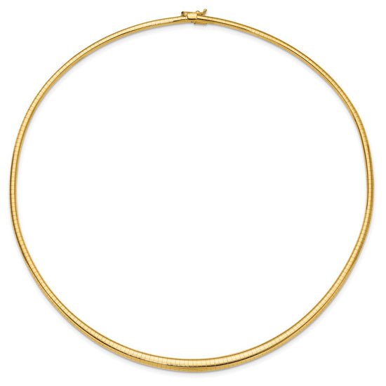 14k Polished 3/6mm Graduated Omega Necklace