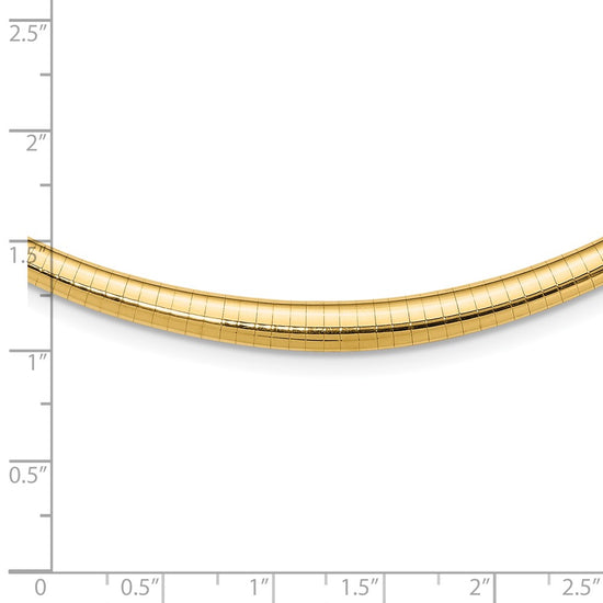14k Polished 3/6mm Graduated Omega Necklace