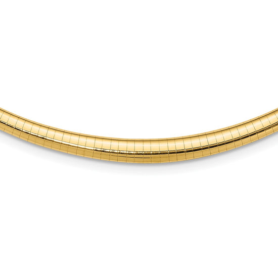 14k Polished 3/6mm Graduated Omega Necklace