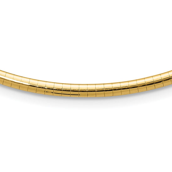 14k Polished 3mm Lightweight 16 inch Domed Omega Necklace