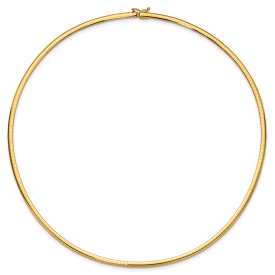14k Polished 3mm Lightweight 18 inch Domed Omega Necklace
