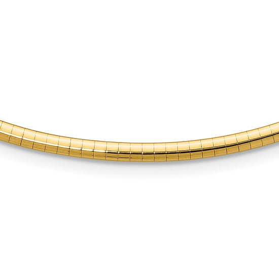 14k Polished 3mm Lightweight 18 inch Domed Omega Necklace