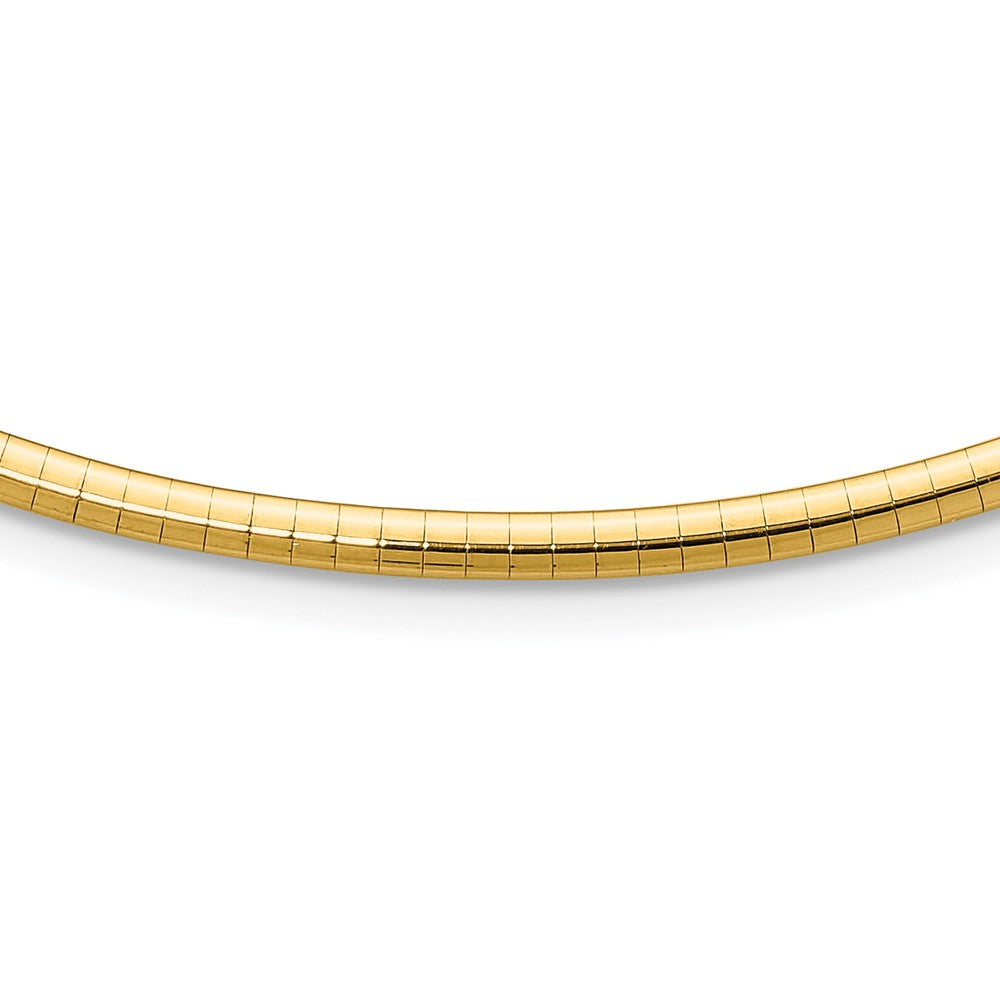 14k Polished 3mm Lightweight 18 inch Domed Omega Necklace