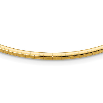 14k Polished 3mm Lightweight 18 inch Domed Omega Necklace
