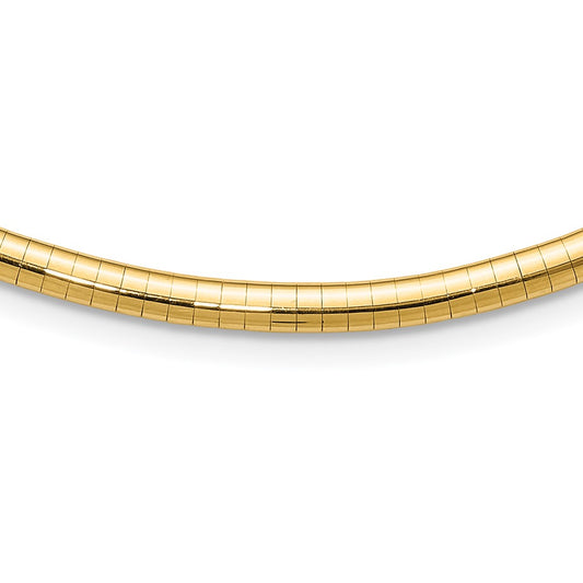 14k Polished 4mm Lightweight 16 inch Domed Omega Necklace