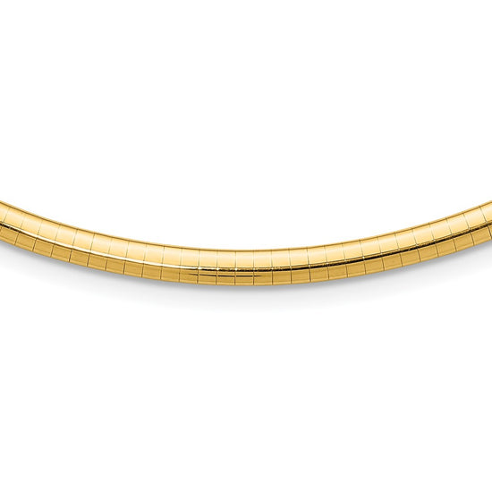 14k Polished 4mm Lightweight 18 inch Domed Omega Necklace