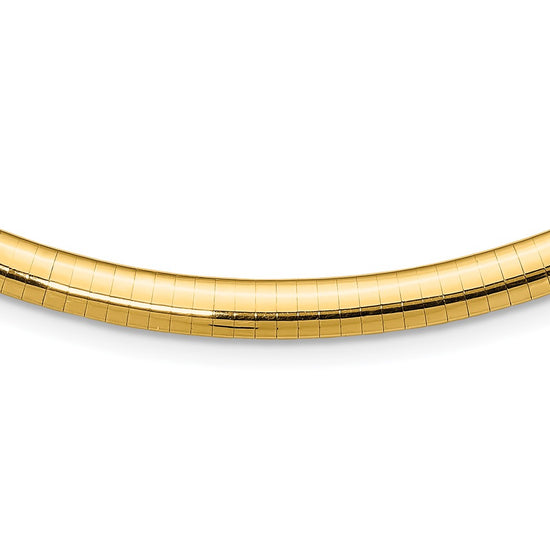 14k Polished 6mm Lightweight 18 inch Domed Omega Necklace