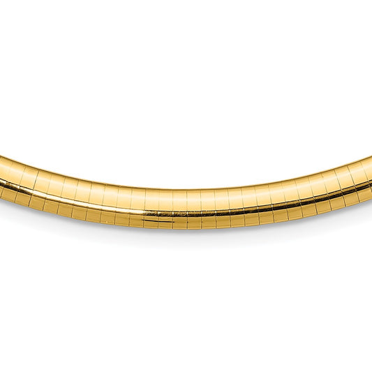 14k Polished 6mm Lightweight 18 inch Domed Omega Necklace