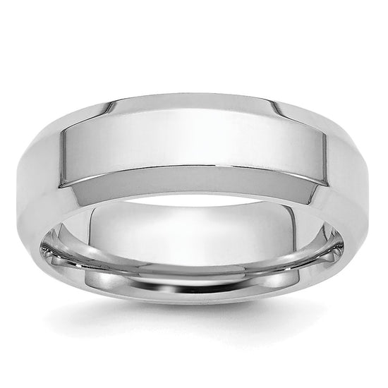 Platinum Polished Beveled Edge Wedding Band