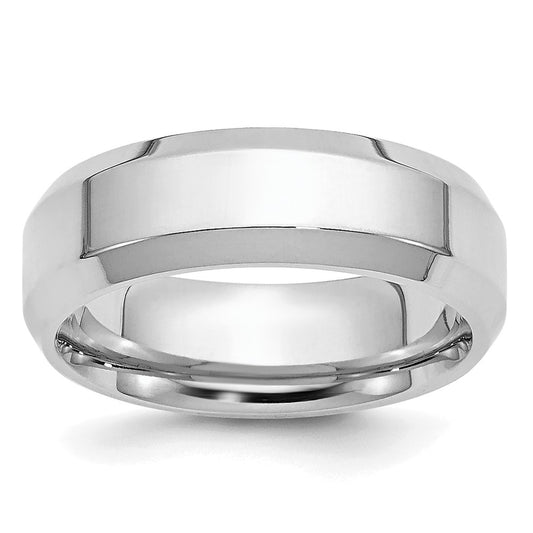 Platinum Polished Beveled Edge Wedding Band