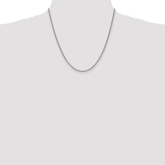 14K White Gold 20 inch 2.1mm Spiga with Lobster Clasp Chain