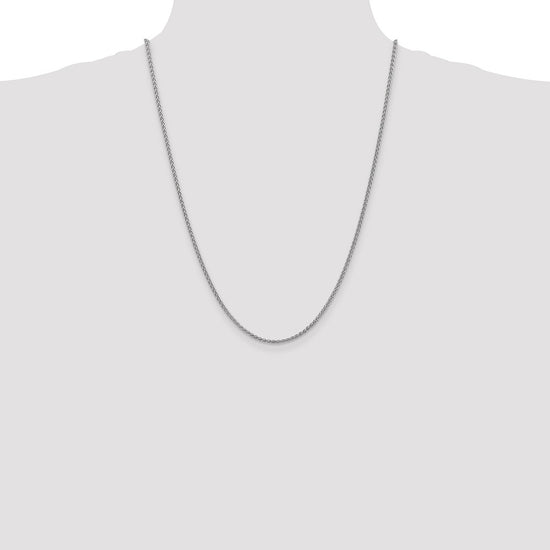 14K White Gold 24 inch 2.1mm Spiga with Lobster Clasp Chain