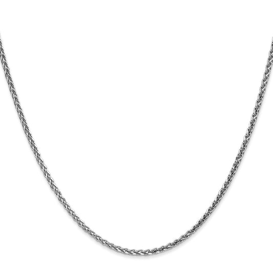 14K White Gold 16 inch 2.1mm Diamond-cut Spiga with Lobster Clasp Chain