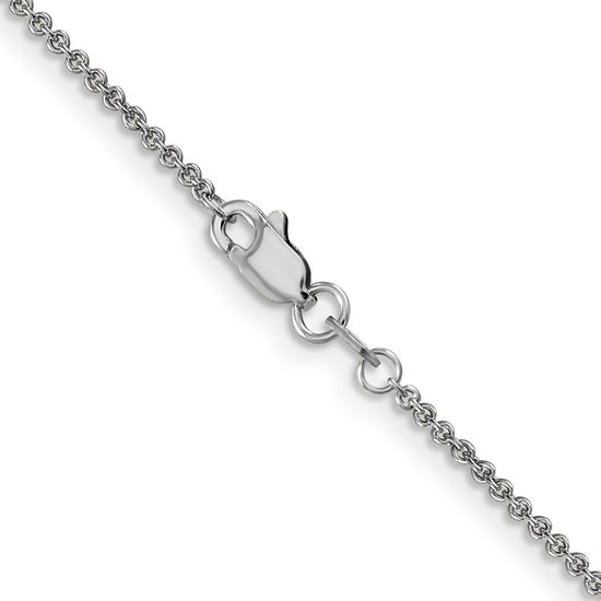 14K White Gold 22 inch 1.4mm Round Open Link Cable with Lobster Clasp Chain