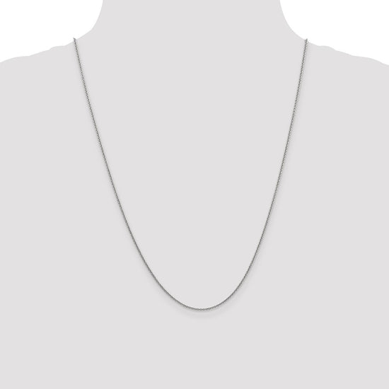 14K White Gold 24 inch 1.4mm Round Open Link Cable with Lobster Clasp Chain