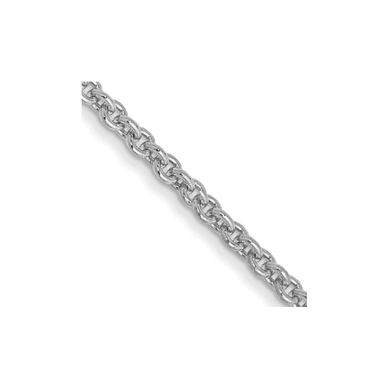 14K White Gold 26 inch 1.4mm Round Open Link Cable with Lobster Clasp Chain