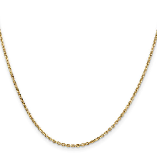 14K 22 inch 1.65mm Solid Diamond-cut Cable with Lobster Clasp Chain